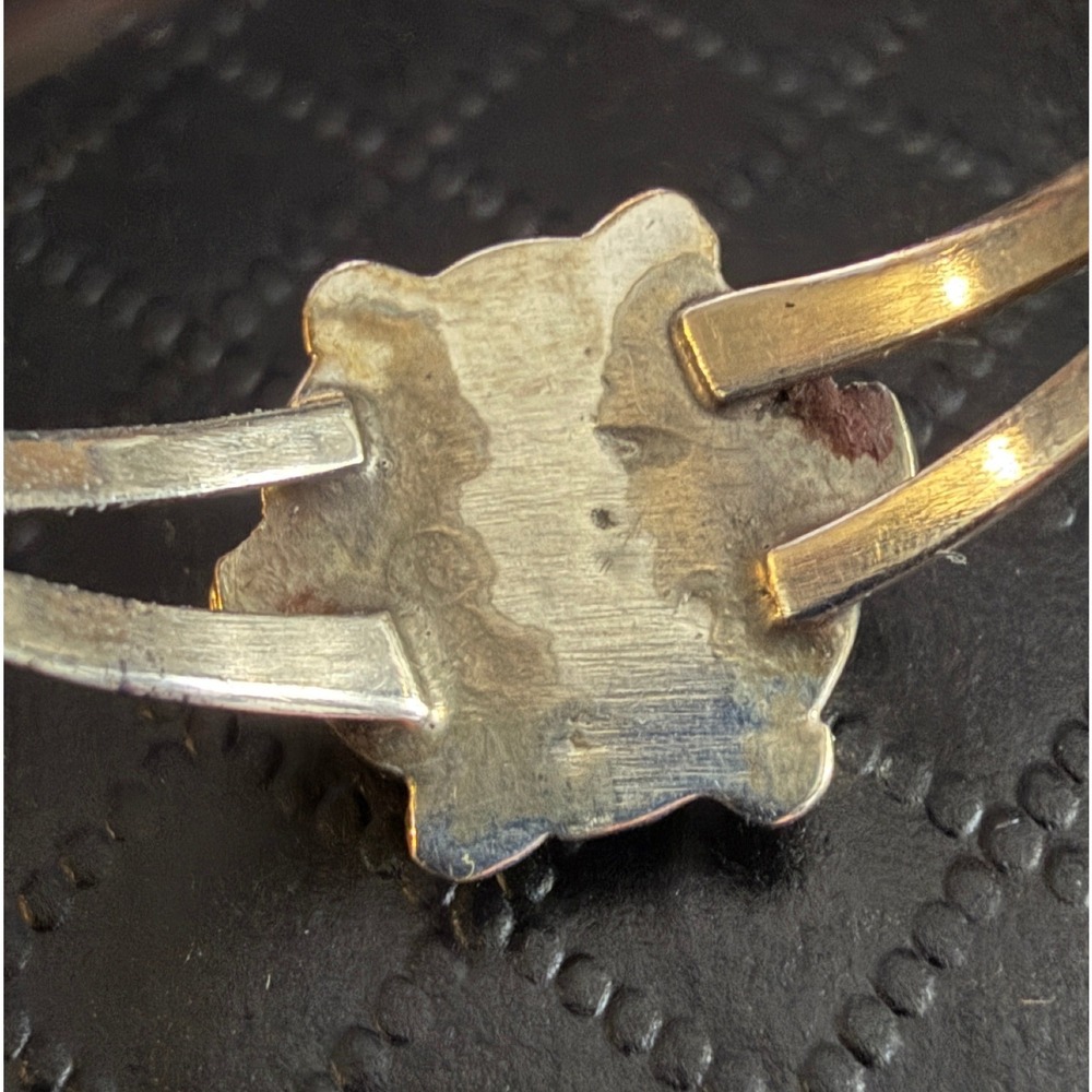 Vintage Sterling Silver Turquoise Ring Southwest Inlay Split Shank Size 9 - Picture 4 of 11
